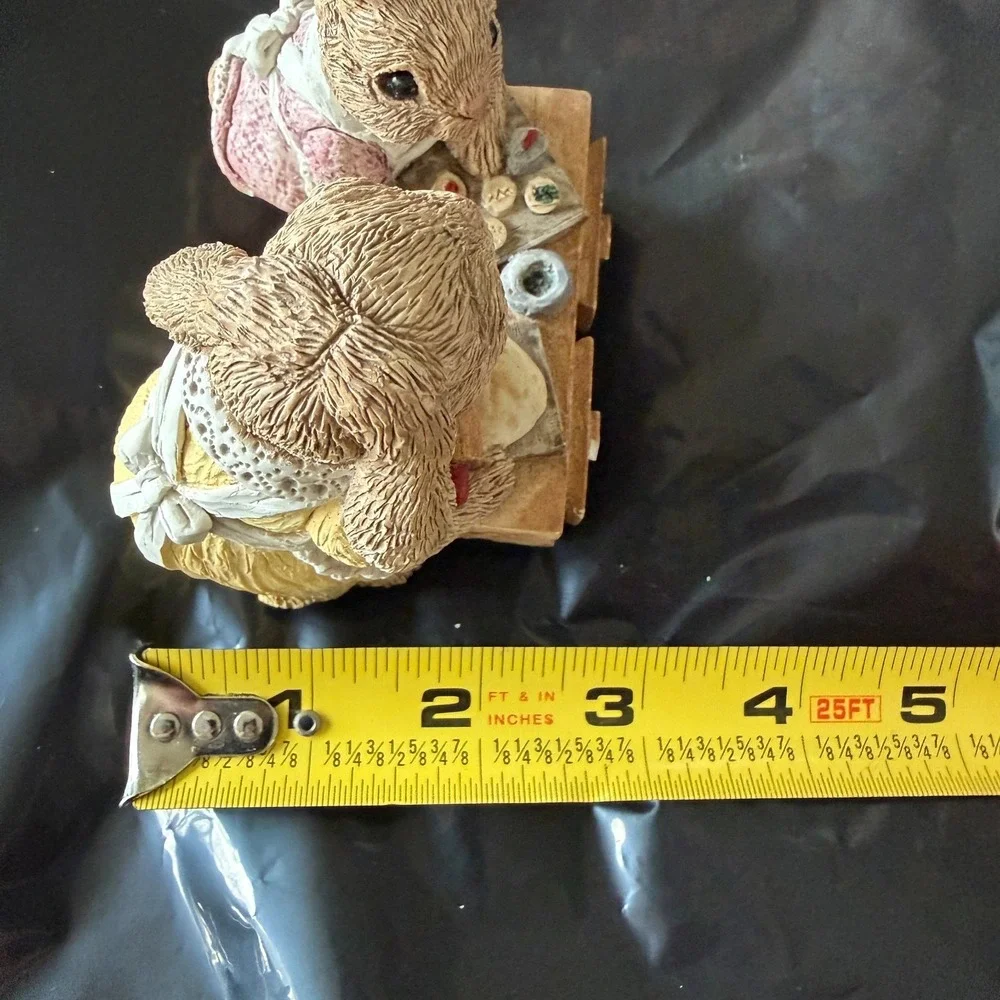 2 Vintage Easter Bunny Family Figurines Set Grandma Cookies United Design USA